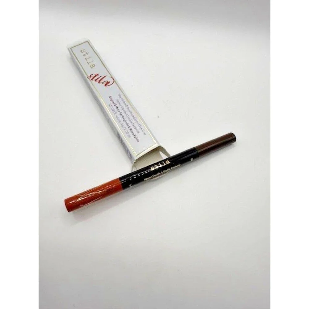 Stila Stay All Day Dual Ended Liquid Eyeliner Dark Brown & Amber Micro Tip NEW